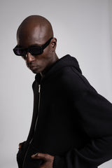 Fermuarlı Kapüşonlu Triko Kazak