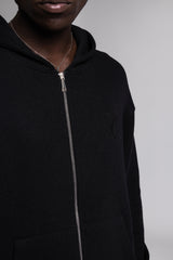 Fermuarlı Kapüşonlu Triko Kazak