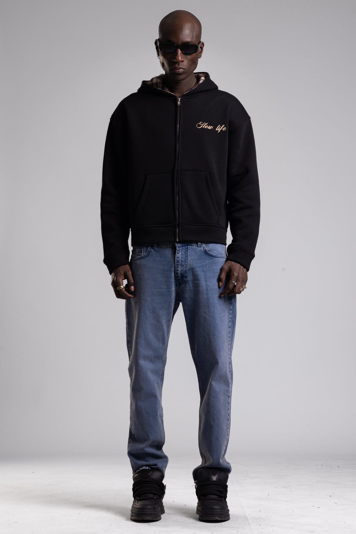 Ekose Astarlı Kapüşonlu Sweatshirt