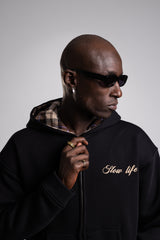 Ekose Astarlı Kapüşonlu Sweatshirt