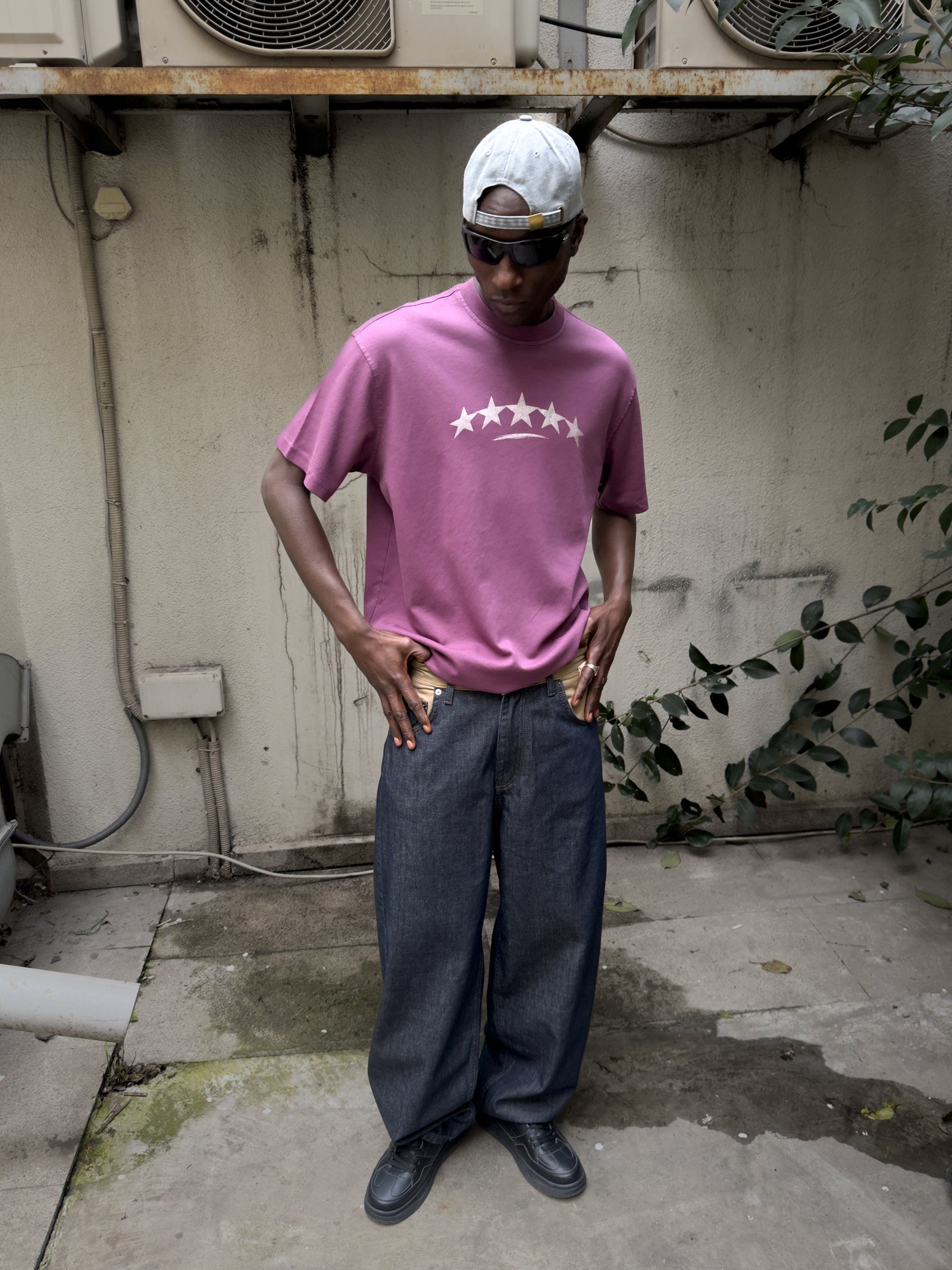 Yıldız Baskılı Oversize T-Shirt