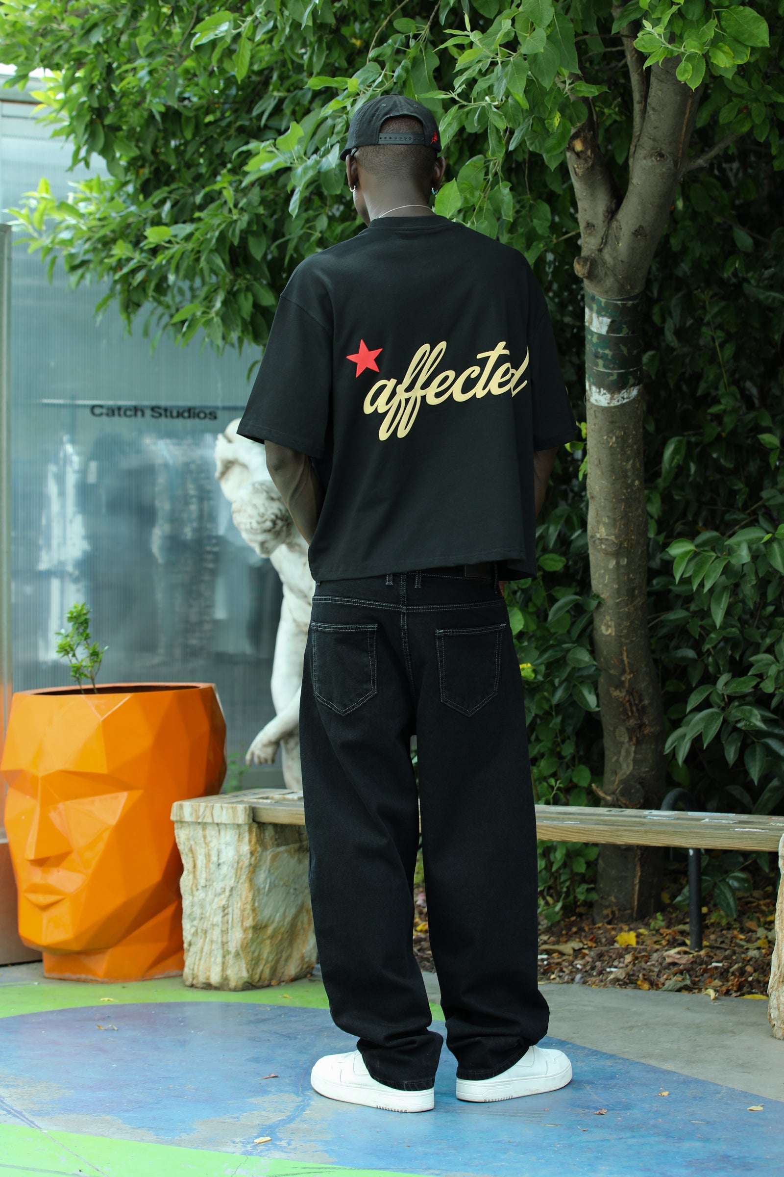 'Affected' Kabartma Baskılı Boxy T-Shirt