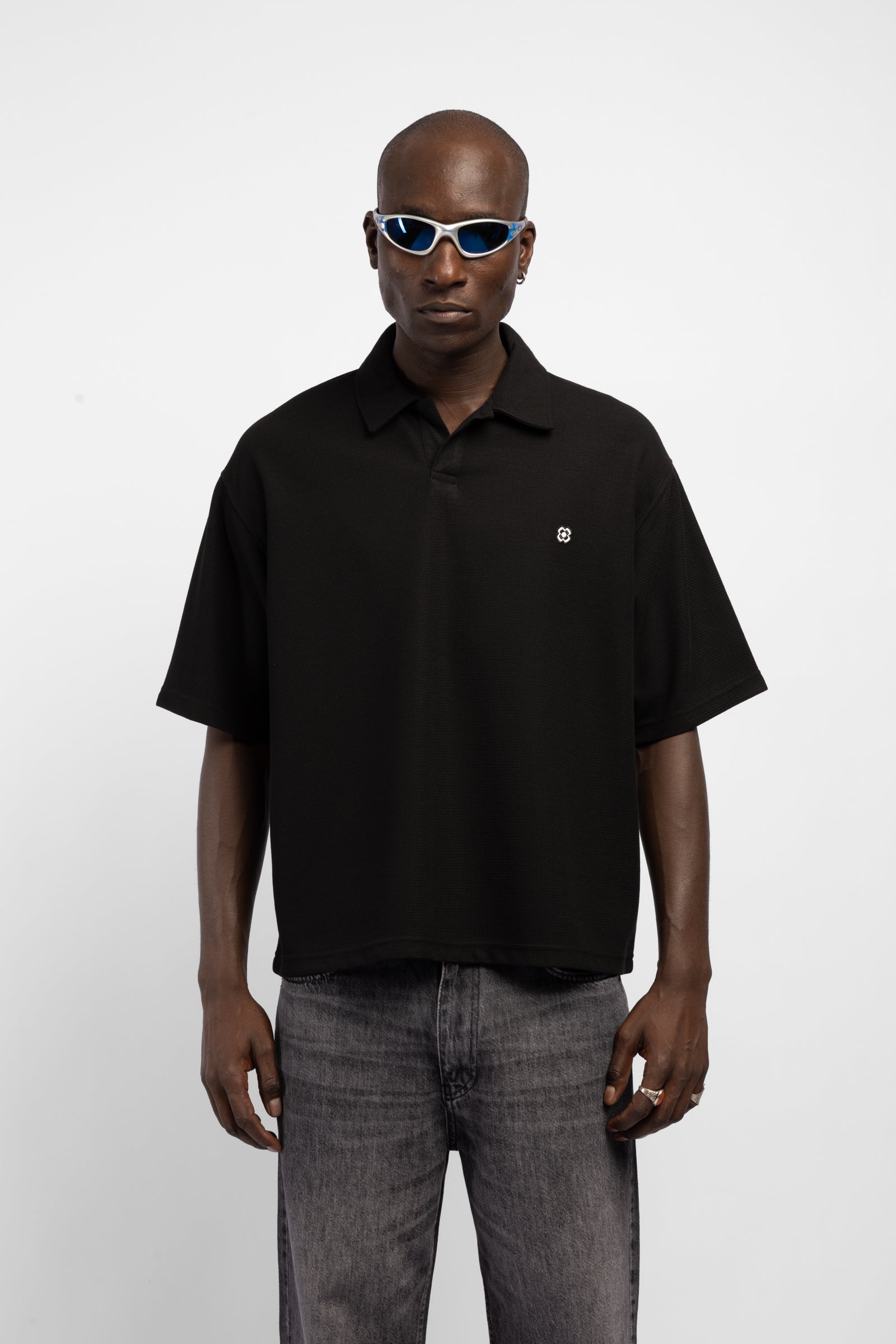 Minimal Nakışlı Polo Yaka T-Shirt
