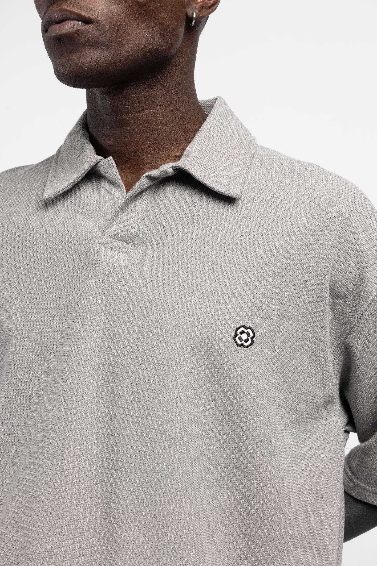Minimal Nakışlı Polo Yaka T-Shirt