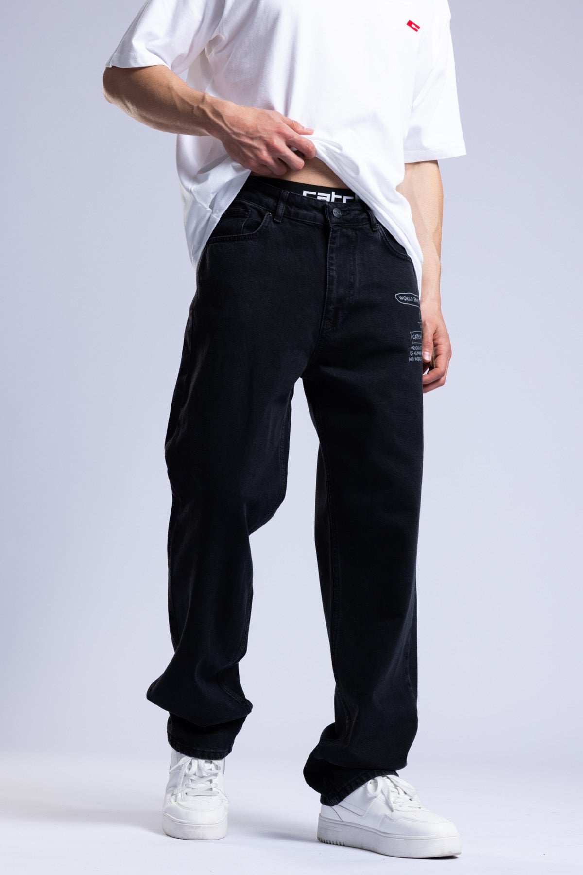 Baskılı Baggy Jean