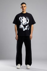 Soyut Yüz Baskılı T-Shirt