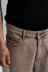 Açık Kahve Yıkamalı Boyfriend Jean