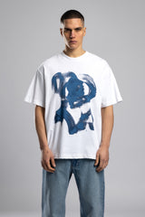Soyut Yüz Baskılı T-Shirt