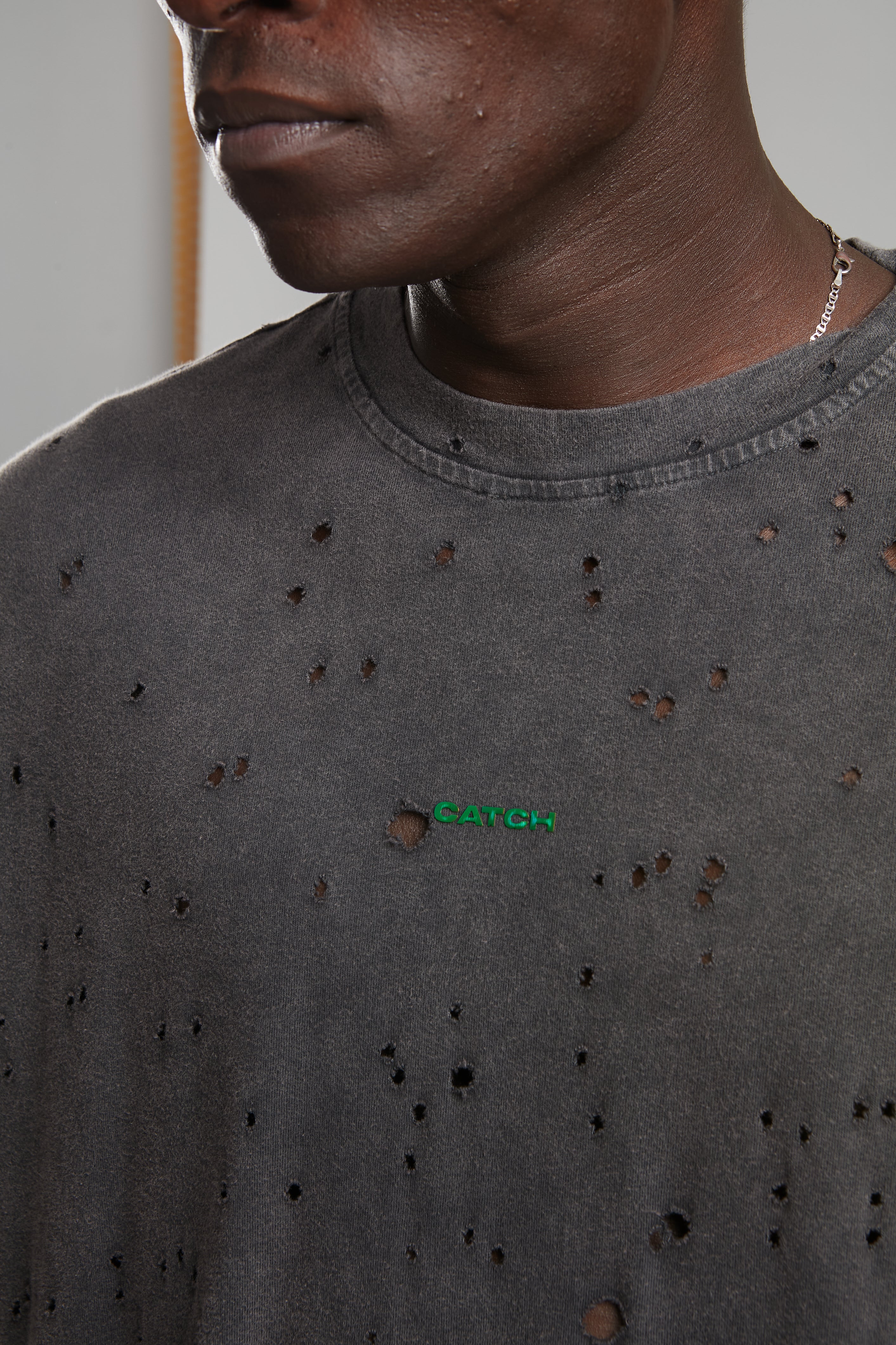 Catch Logolu Yıpratmalı T-Shirt