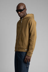 Diyagonal Dokulu Fermuarlı Kapüşonlu Sweatshirt