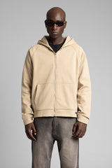 Diyagonal Dokulu Fermuarlı Kapüşonlu Sweatshirt