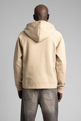 Diyagonal Dokulu Fermuarlı Kapüşonlu Sweatshirt
