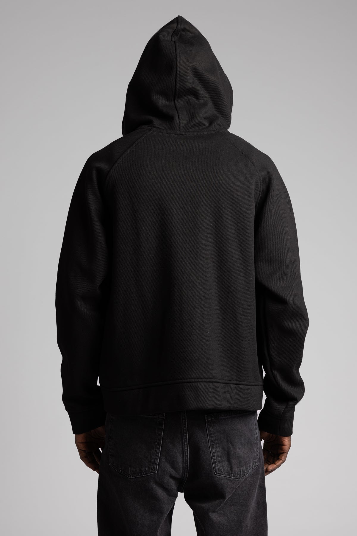 Diyagonal Dokulu Fermuarlı Kapüşonlu Sweatshirt