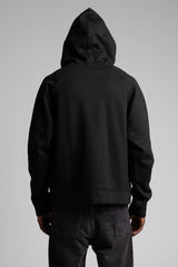 Diyagonal Dokulu Fermuarlı Kapüşonlu Sweatshirt