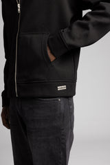 Diyagonal Dokulu Fermuarlı Kapüşonlu Sweatshirt