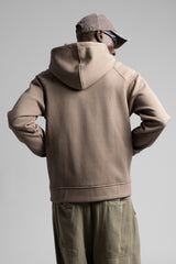 Diyagonal Dokulu Fermuarlı Kapüşonlu Sweatshirt