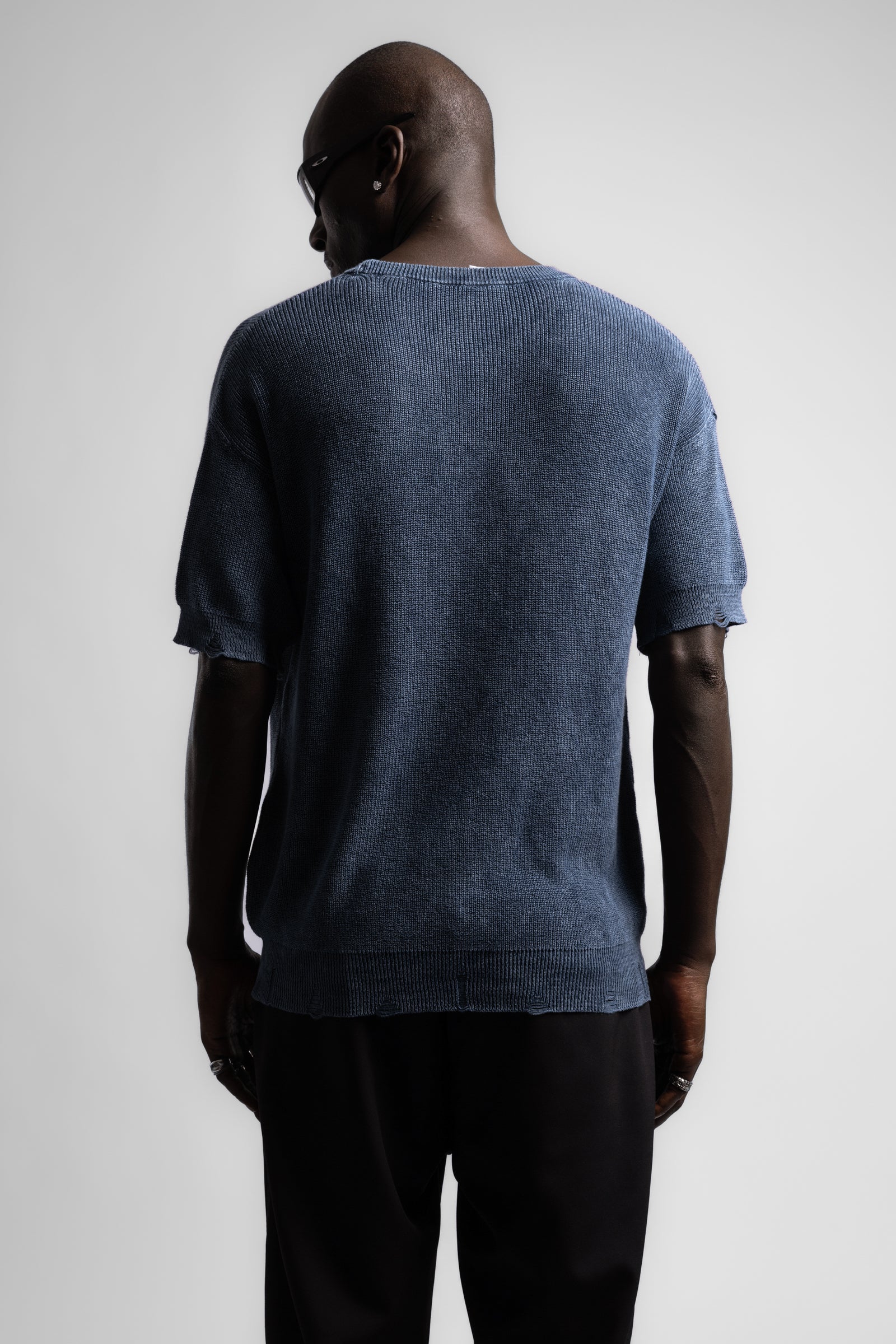 Eskitme Detaylı Örme T-Shirt