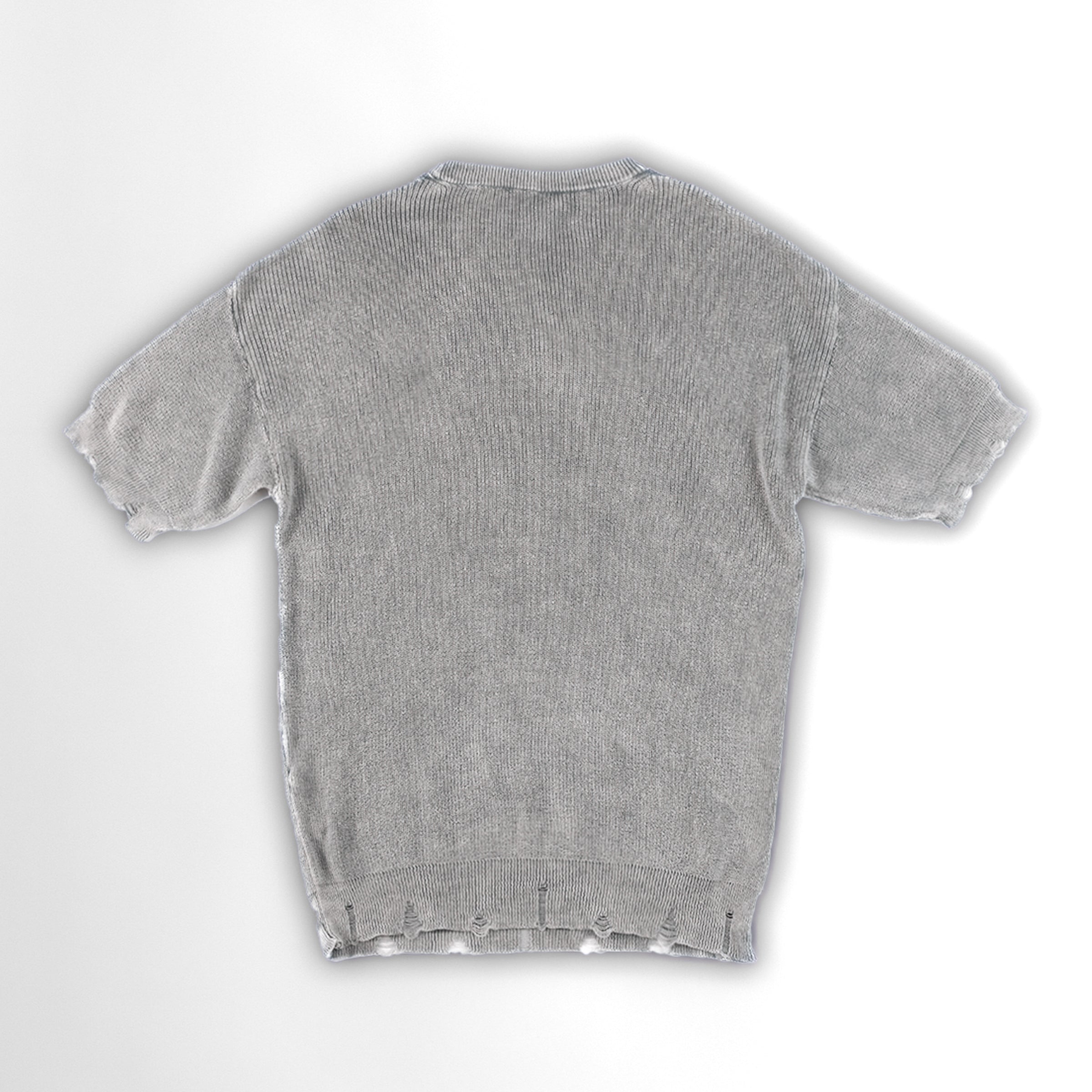 Eskitme Detaylı Örme T-Shirt