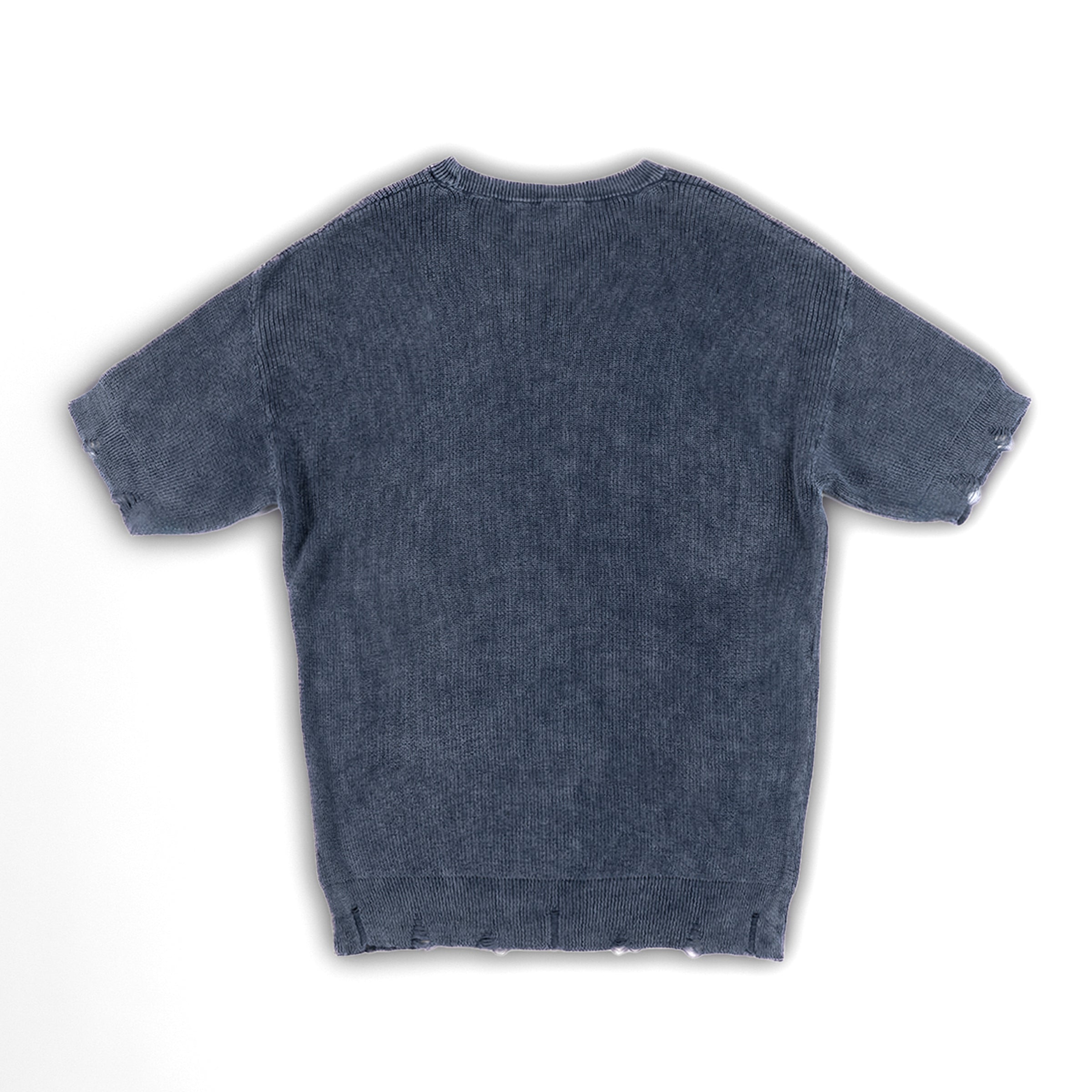 Eskitme Detaylı Örme T-Shirt