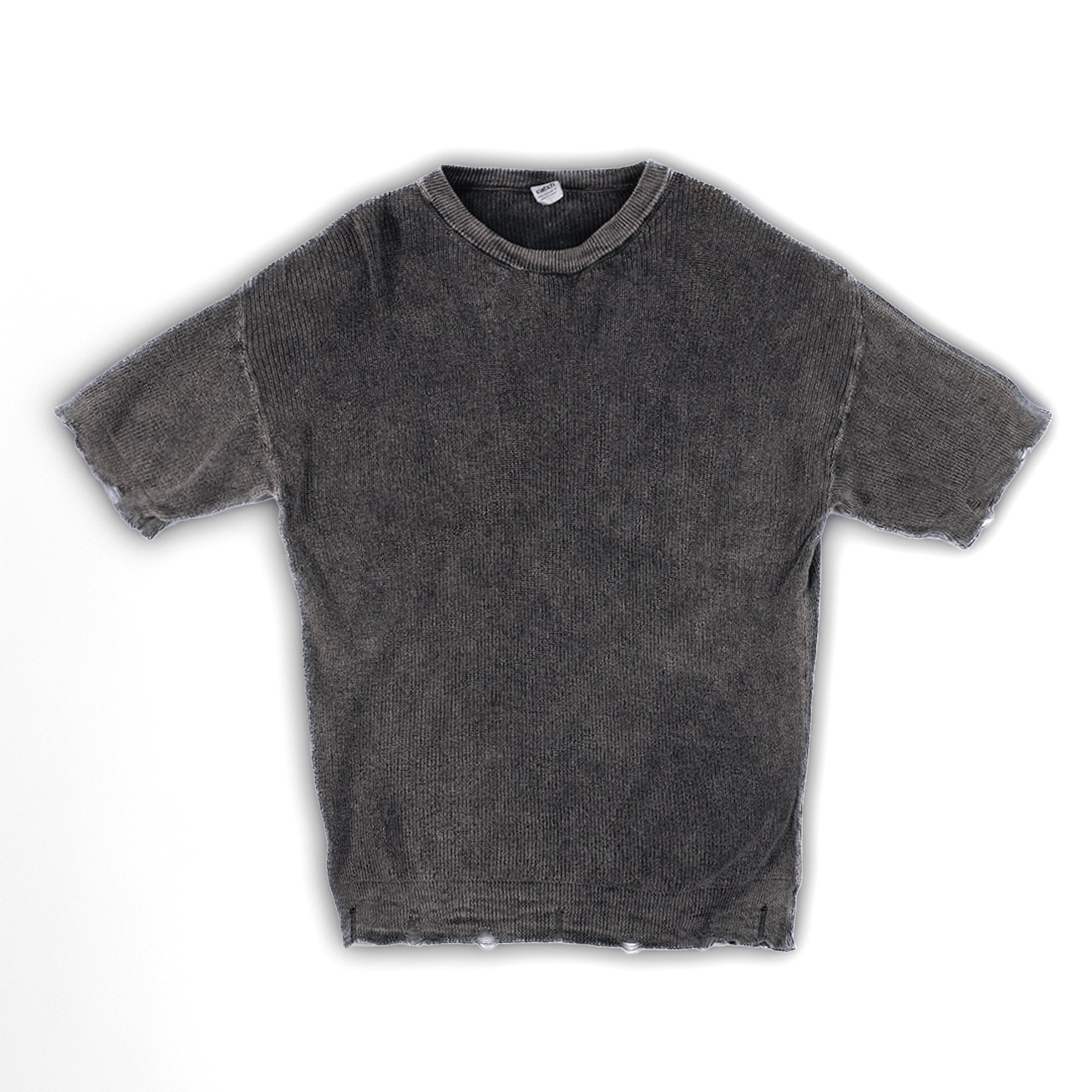 Eskitme Detaylı Örme T-Shirt