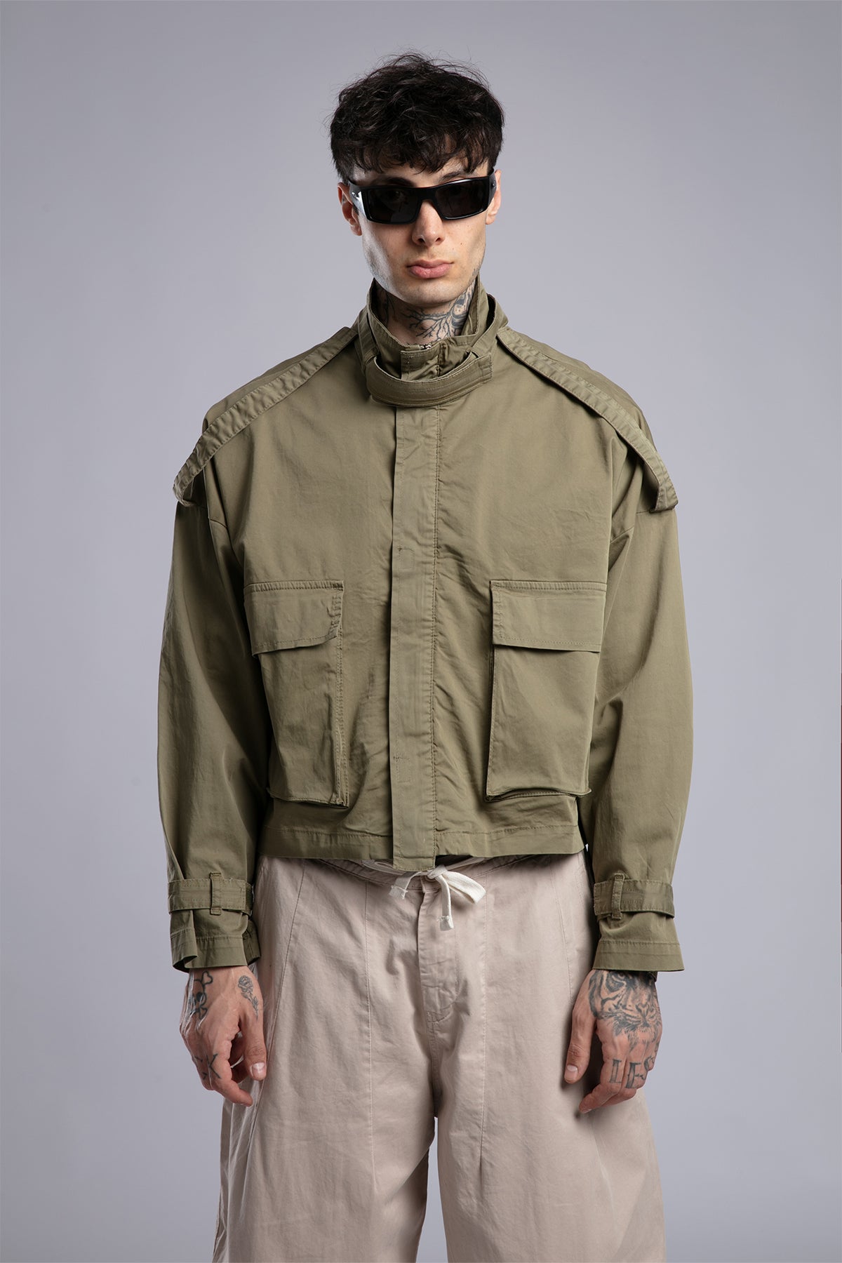 Şerit Detaylı Utility Ceket