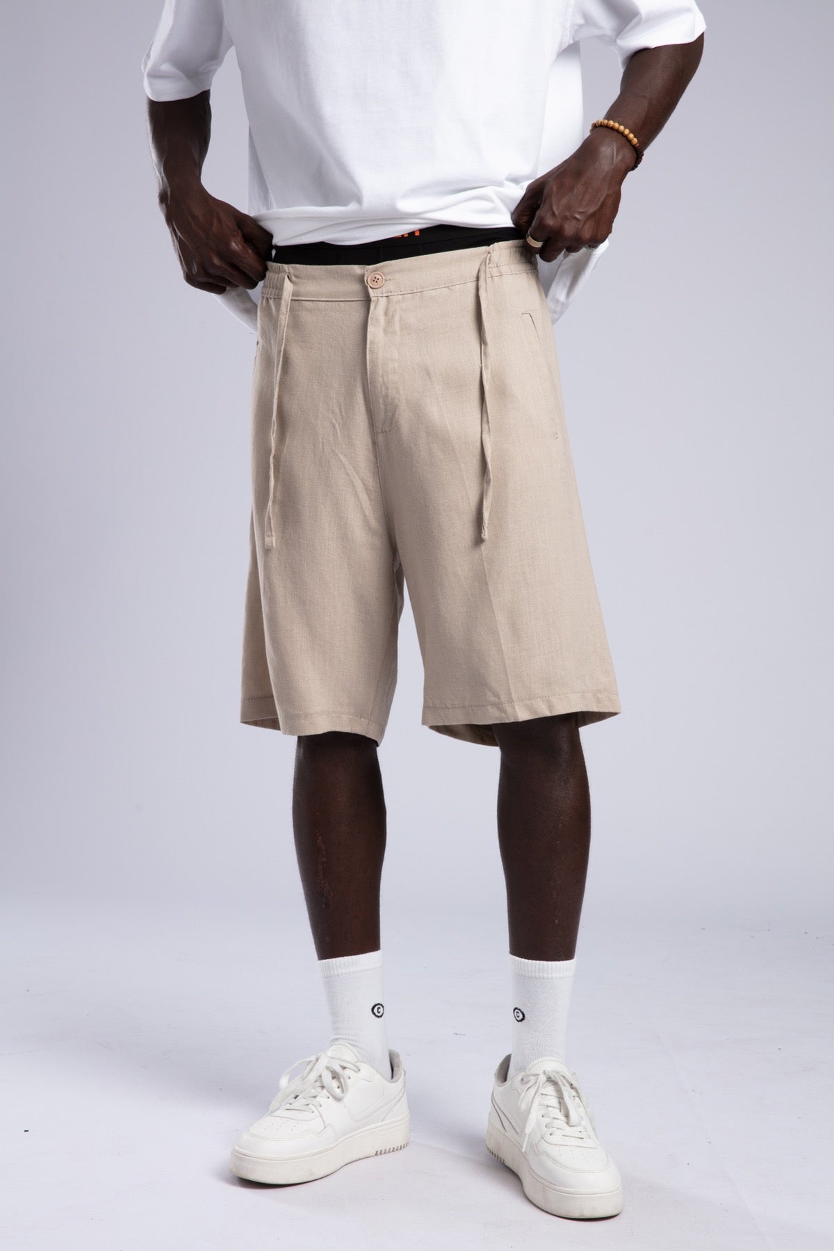 Beli Lastikli Keten Şort