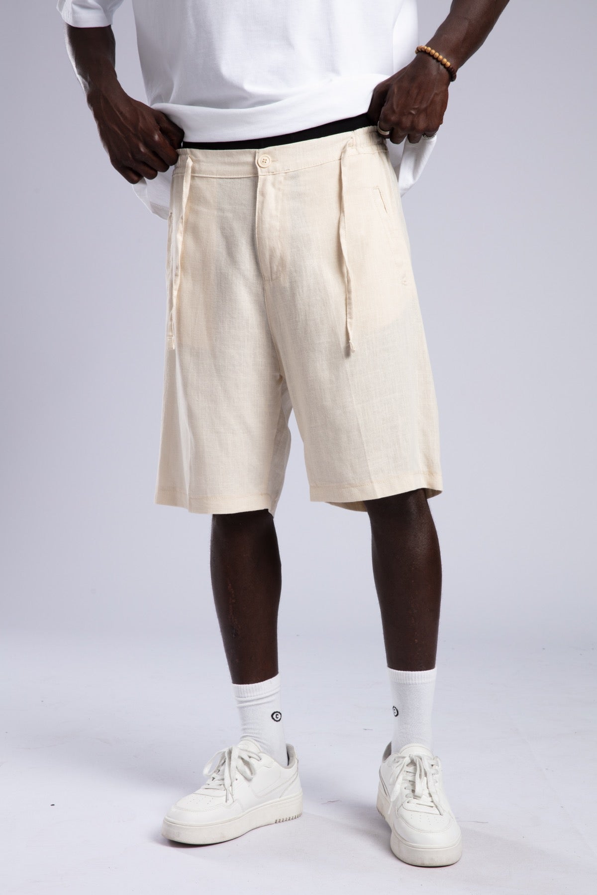 Beli Lastikli Keten Şort