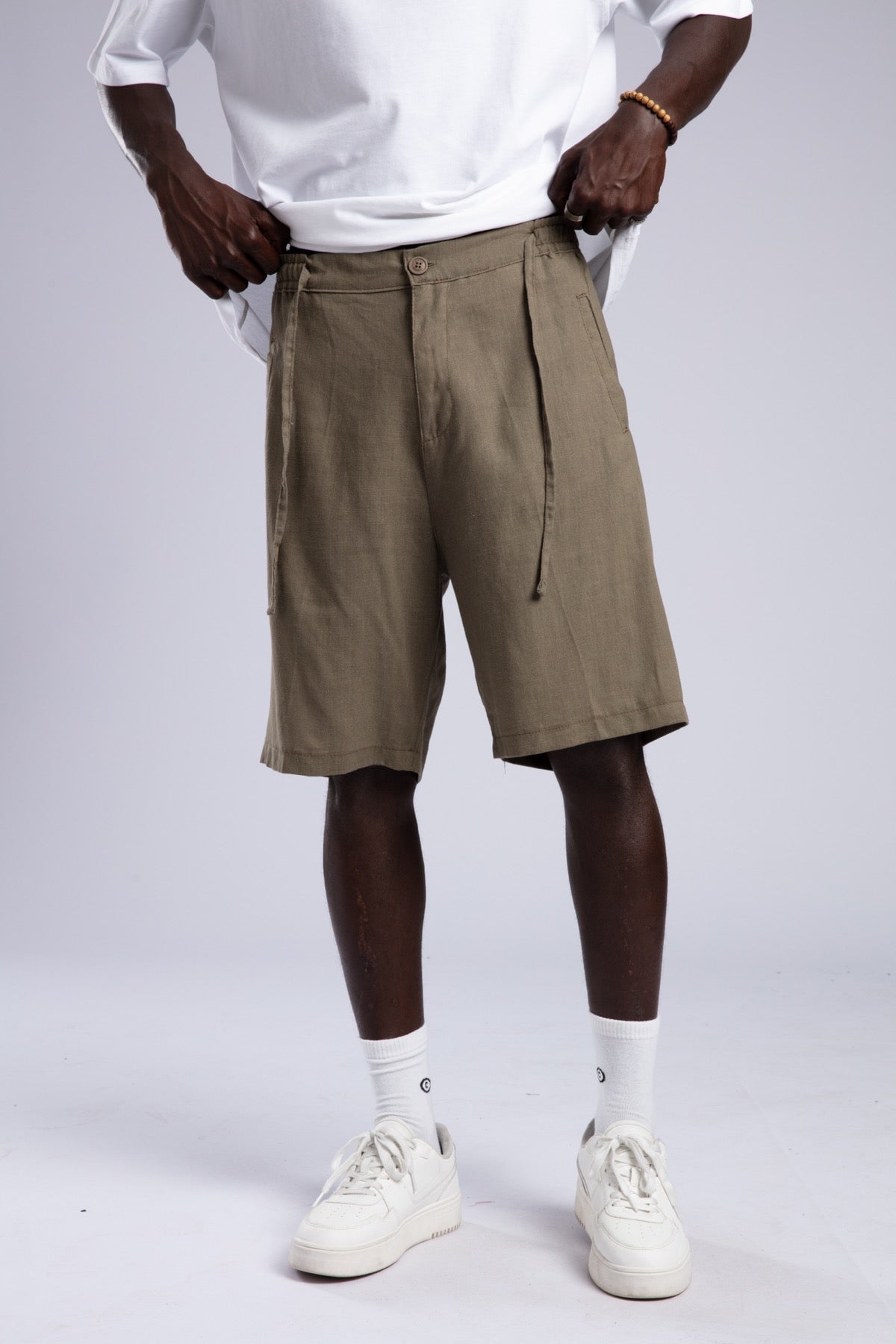 Beli Lastikli Keten Şort