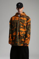 Kamuflaj Desenli Kapüşonlu Ceket