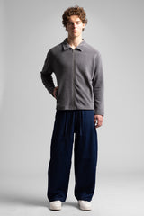Fermuarlı Fitilli Sweatshirt