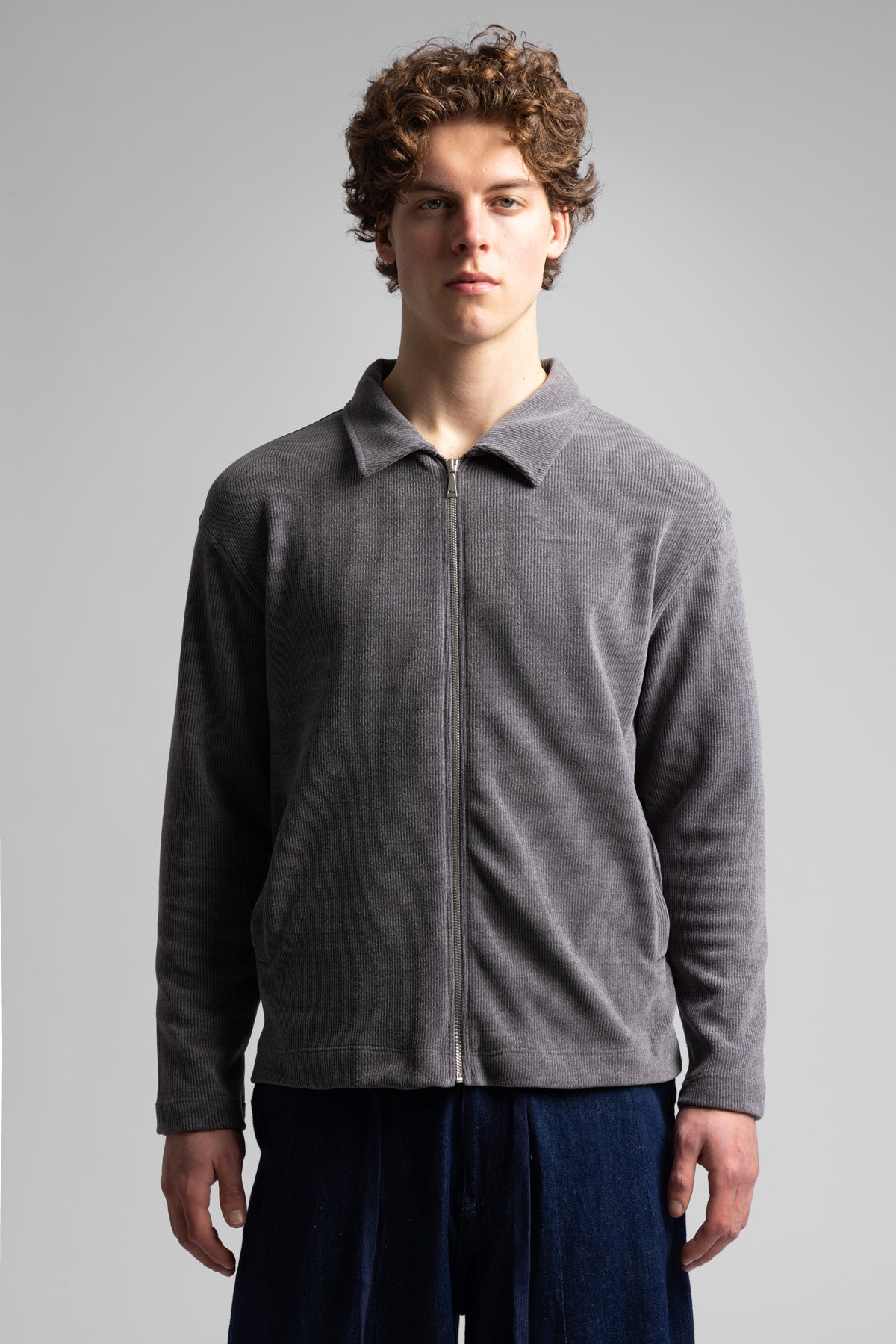 Fermuarlı Fitilli Sweatshirt