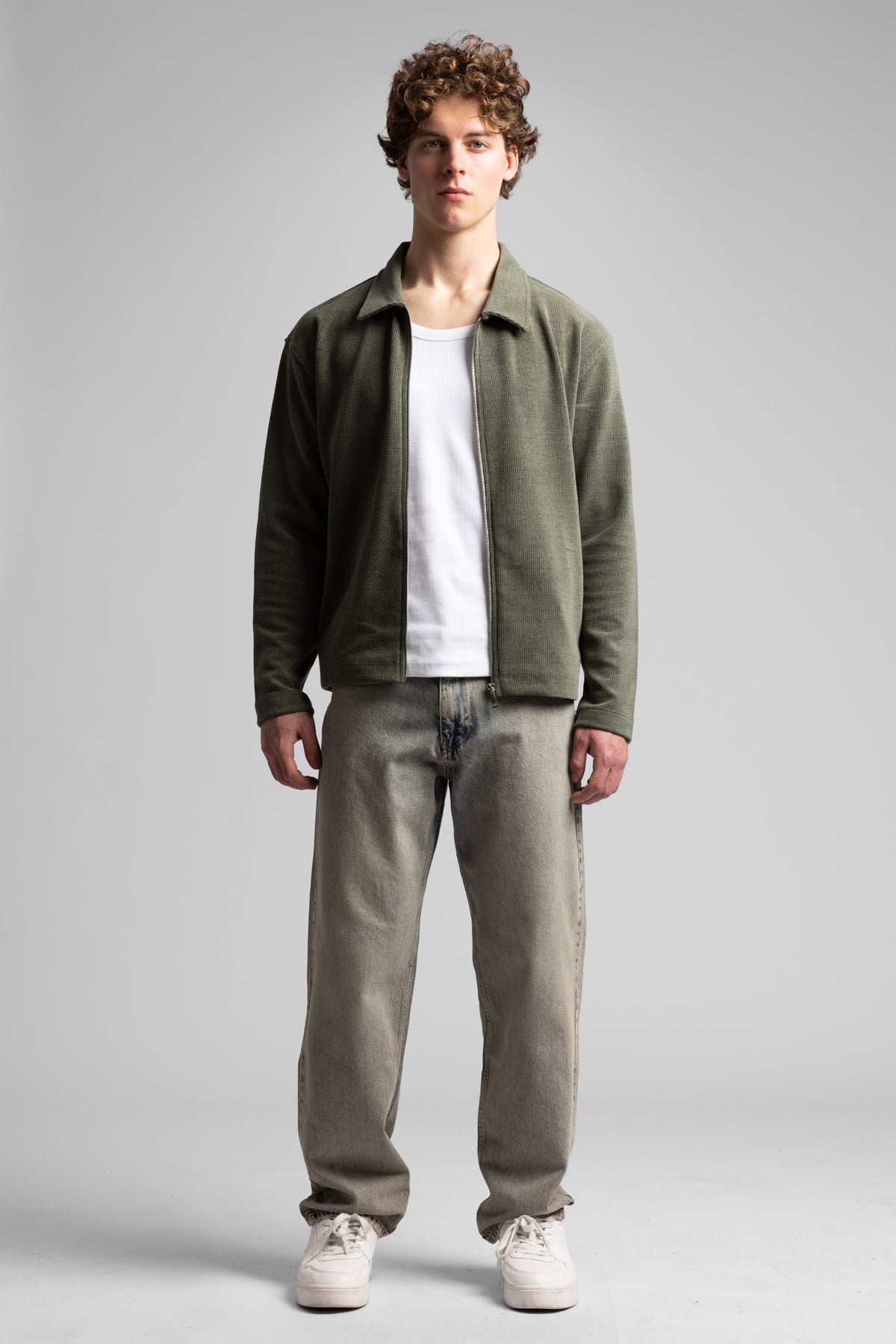 Fermuarlı Fitilli Sweatshirt