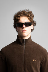 Dik Yaka Fermuarlı Fitilli Sweatshirt