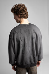Arka Yazı Nakış Detaylı Pistole Yıkamalı Sweatshirt