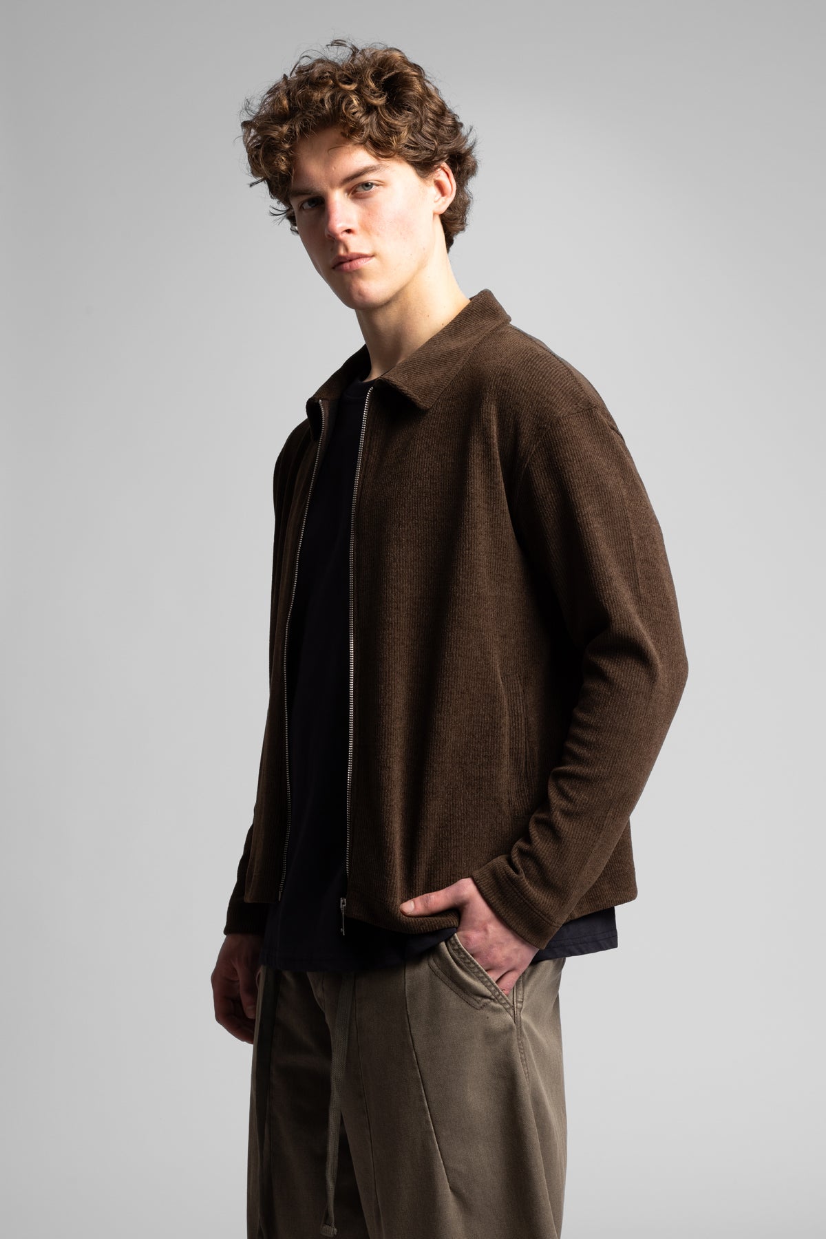 Fermuarlı Fitilli Sweatshirt