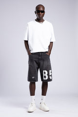 Baskılı Jean Şort