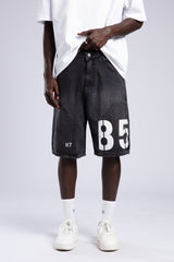 Baskılı Jean Şort