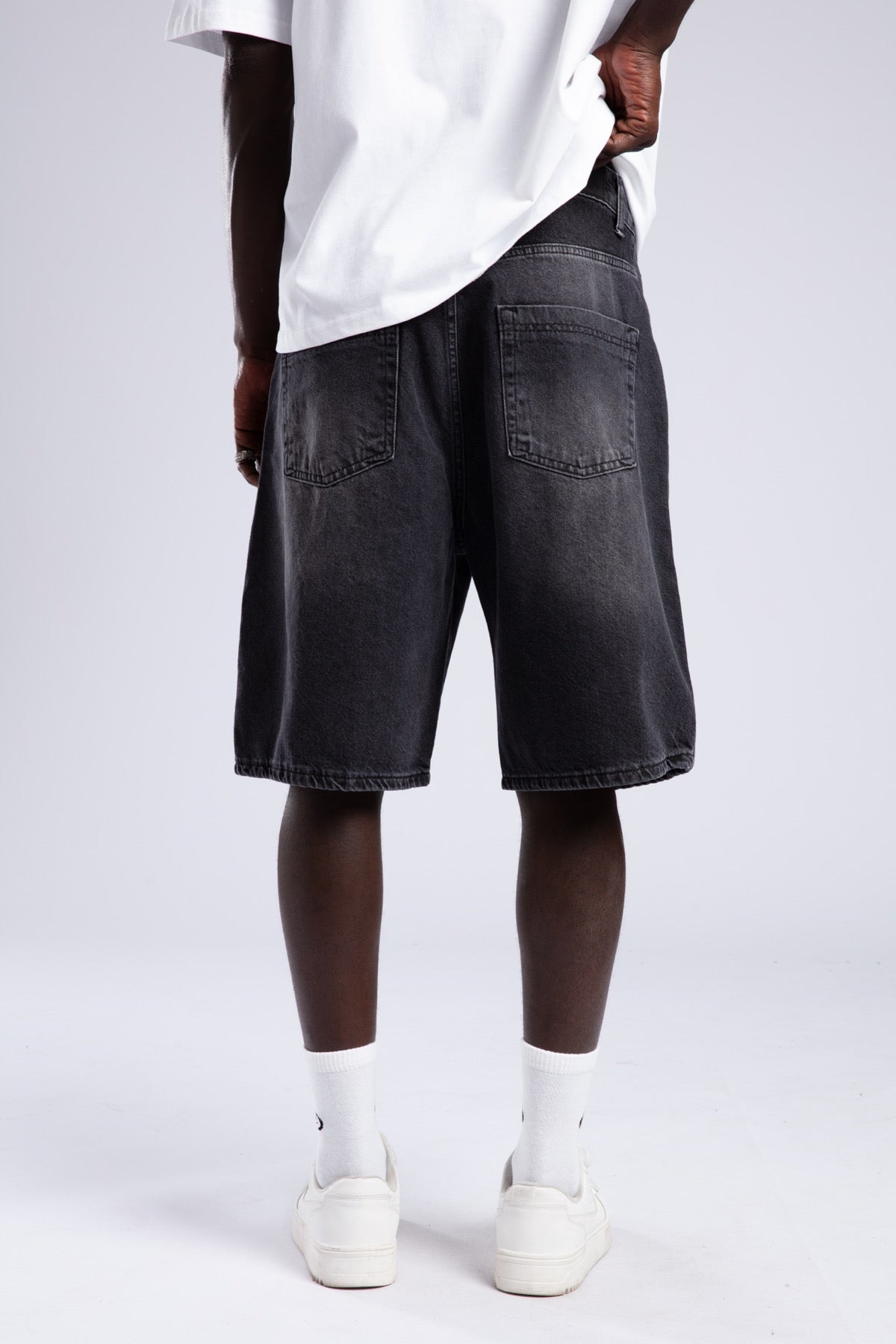 Baskılı Jean Şort