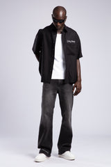 Yazı Detaylı Keten Gömlek