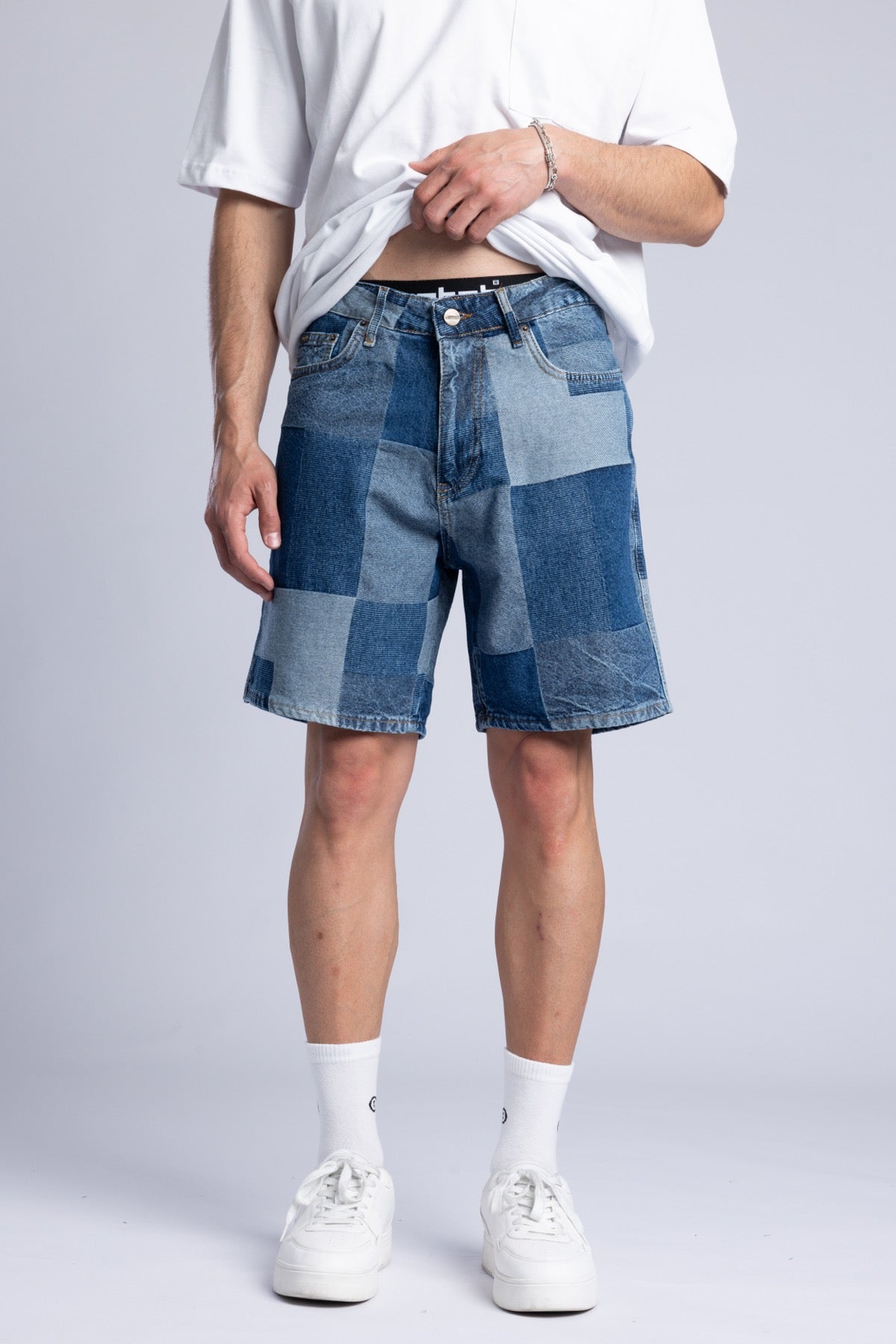 Parçalı Denim Şort