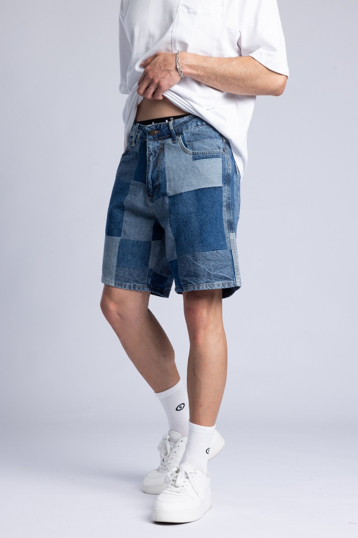 Parçalı Denim Şort