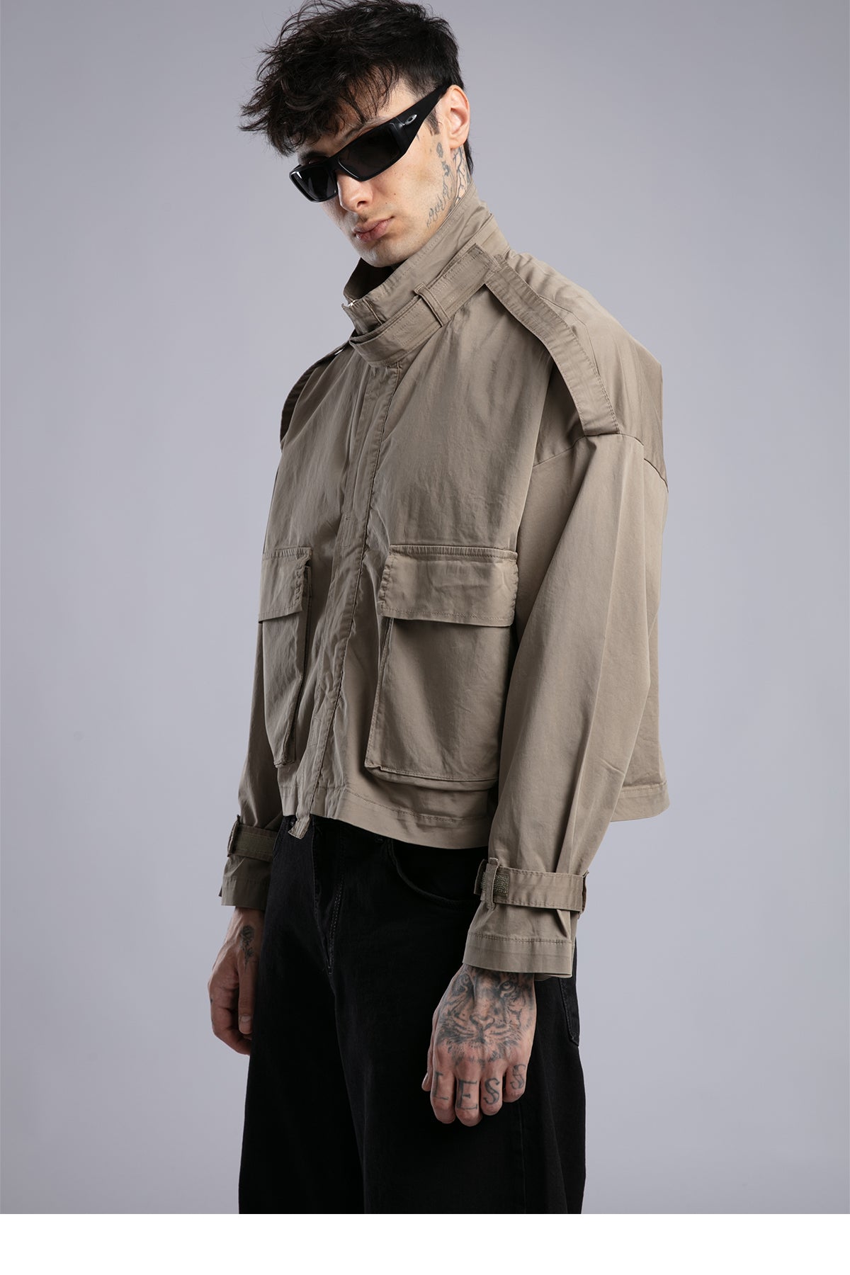 Şerit Detaylı Utility Ceket